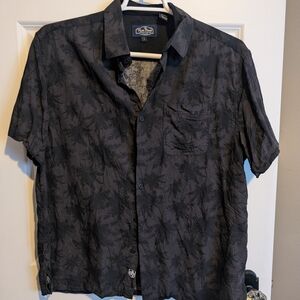 Nat Nast Large Black Palm Tree Patterned Men's Button Shirt